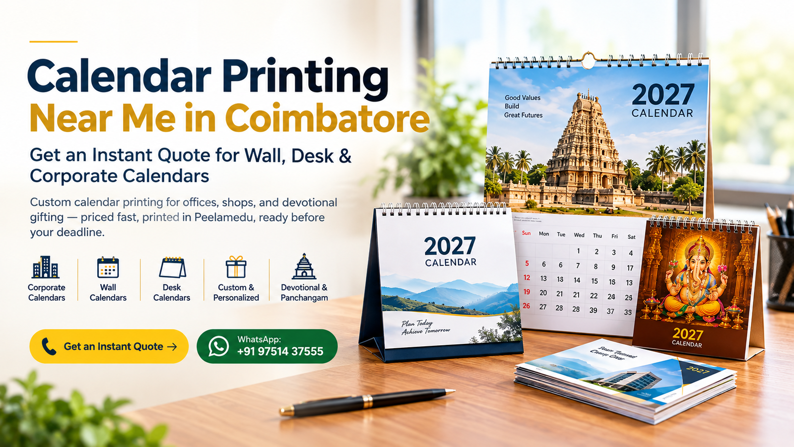 Calendar printing near me in Coimbatore—instant quote for wall, desk and corporate calendars