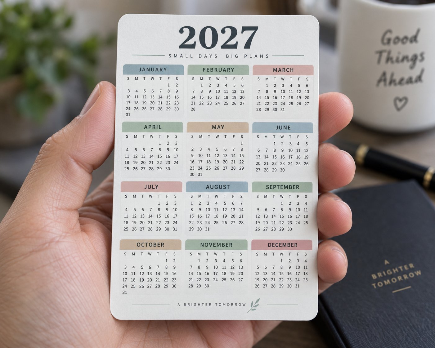 Pocket calendar printing sample